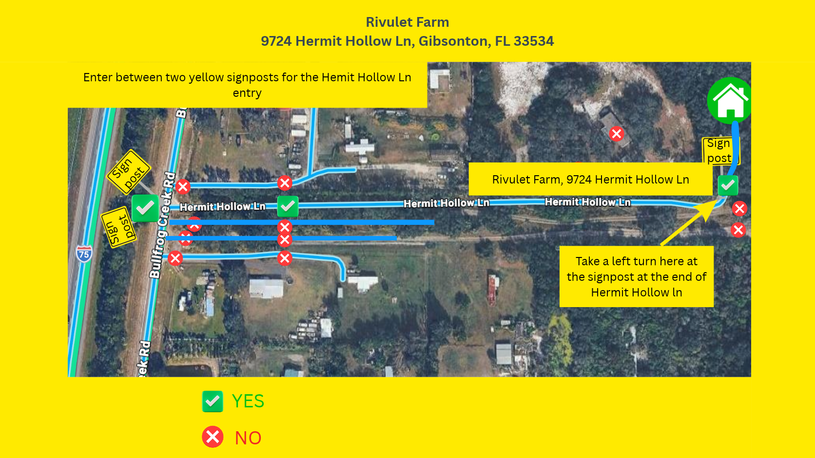 Rivulet Farm Directions